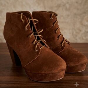 Forever Brand Brown Suede Booties
